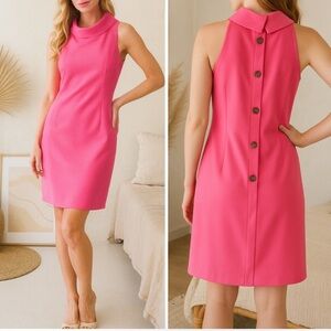 Sail to Sable Vibrant Pink Button-Back Mini Dress